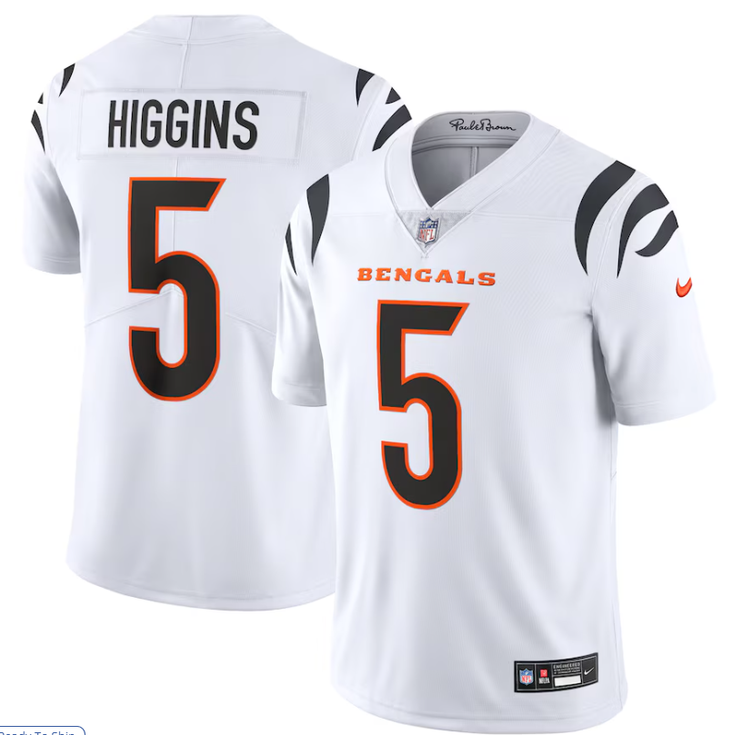 Men's Tee Higgins #5 Bengals Stitched Jersey Size L - Perfect Gift