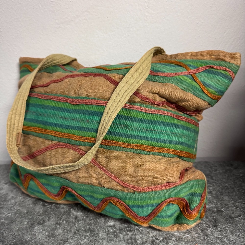 Vintage Valerie Kantha Tote Woven Cotton Indian Hand Purse Travel Bag Boho