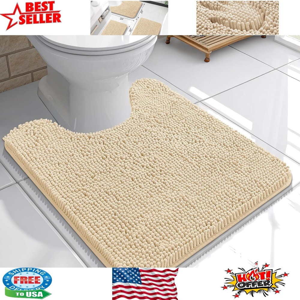 Quick-Dry Absorbent Chenille 20x20 Toilet Rug for Plush Comfort & Safety