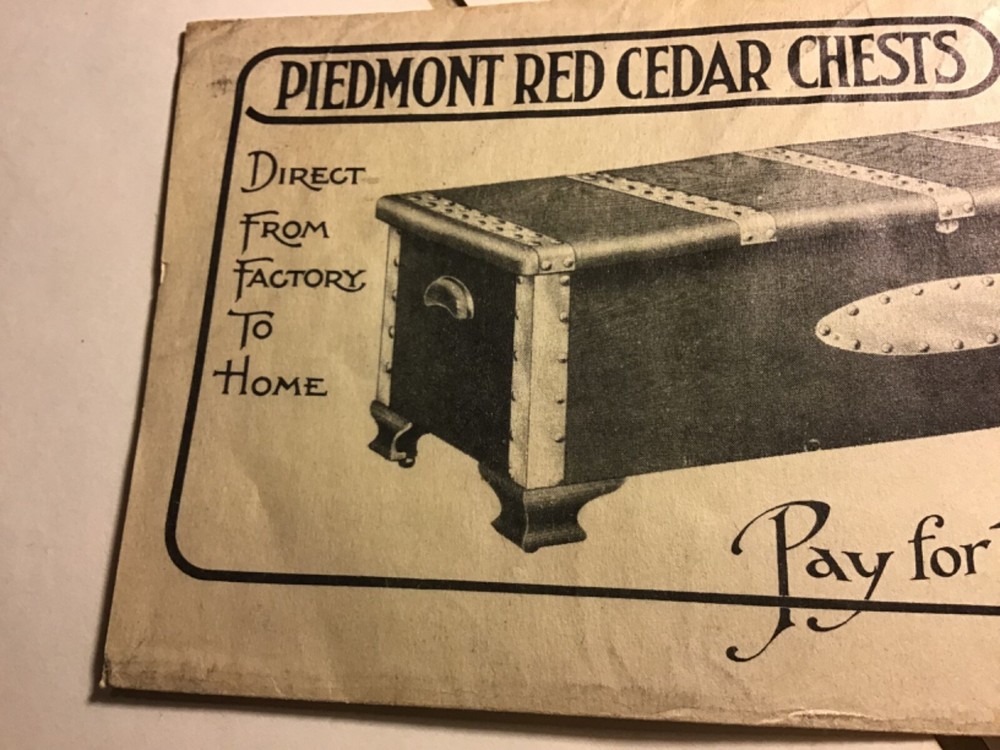 USA Advertising Cover Piedmont Red Cedar Chest North Carolina 1914