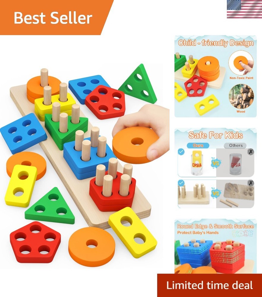 Montessori Wooden Sorting Stacking Toys for Toddlers Ages 1 2 3