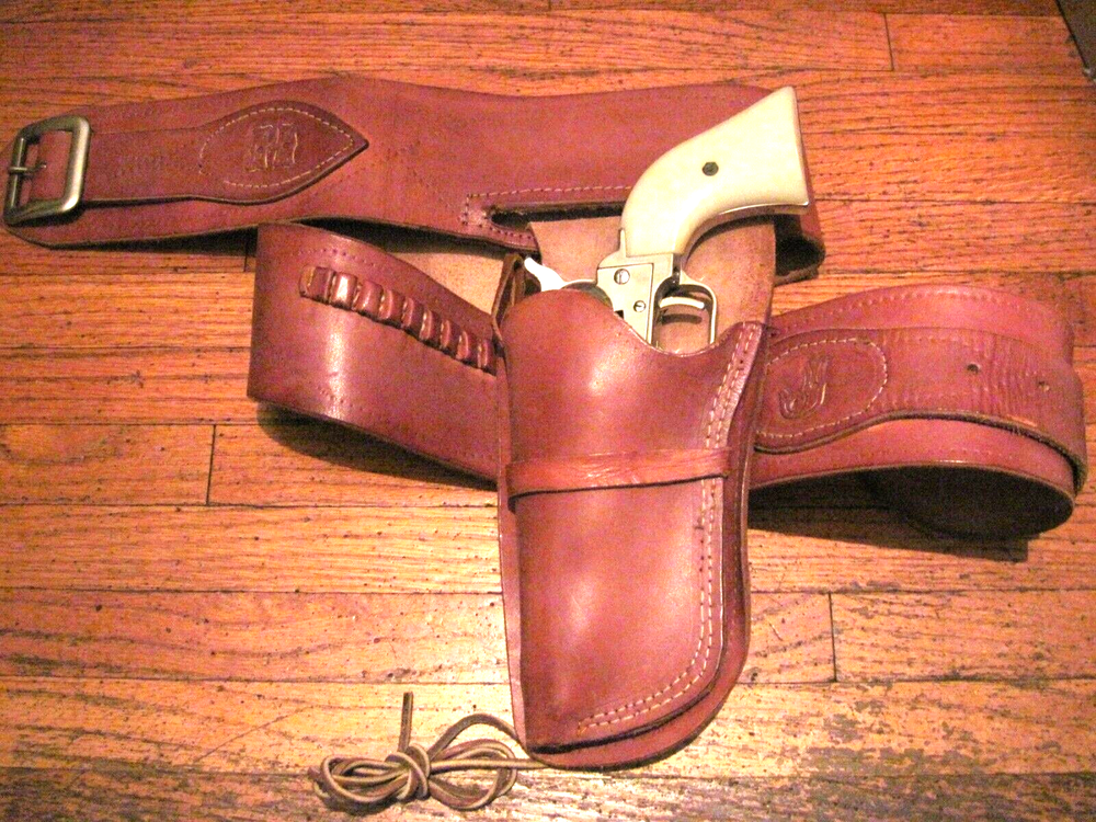 Brown Leather .22 Lr Left Hand Holster Gun Belt Drop Loop West Rig 40-46 Waist