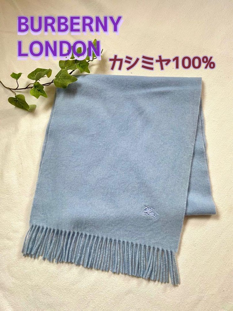 Vhtf Light Blue Color Burberry London Cashmere 100 Muffler Women Scarf Accessory