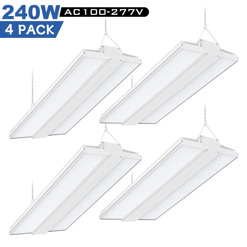 4 PACK Linear LED High Bay Fixture 240W 36,000 Lumen Warehouse Garage Shop Light