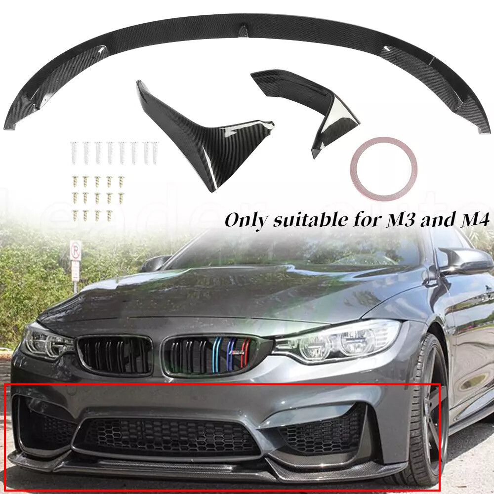 Carbon Fiber Style Front Bumper Lip Splitter For 2015-2020 BMW F80 F82 F83 M3 M4