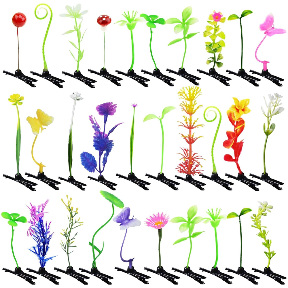 30 Pcs Bean Sprout Hair Clips,  Mixed Style Plant Hairpins Flower Hair Clip Litt