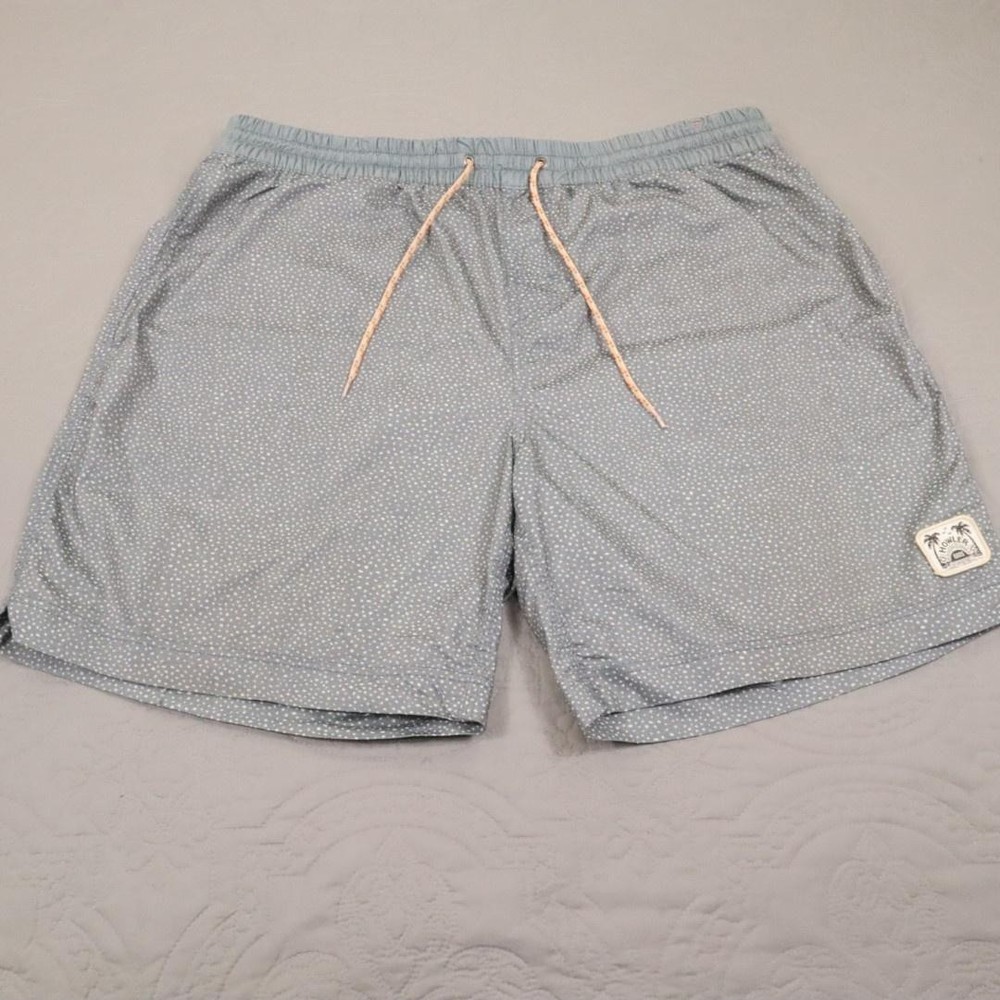 Howler Bros Board Shorts Mens 38 Gray Dot Print Swim Trunks Drawstring Elastic