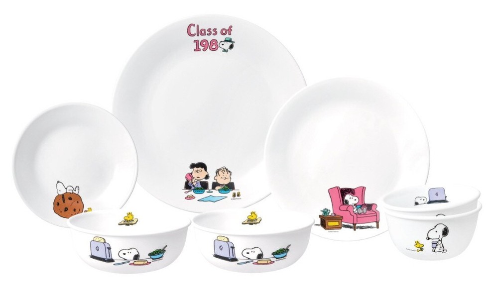 Snoopy Corelle 2-Person 7-Piece Dinnerware Set for Brunch or Dinner EXPRESS