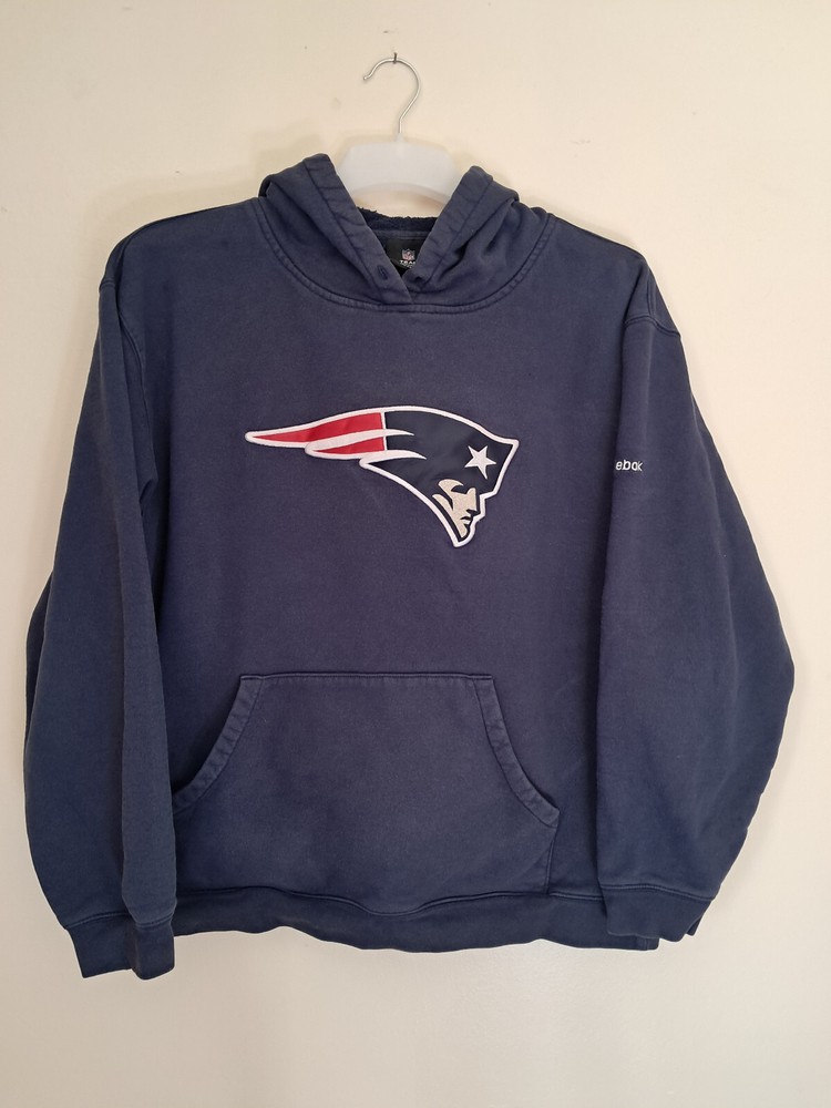 Reebok New England Patriots Hoodie Mens NFL Sweatshirt Navy XL Logo