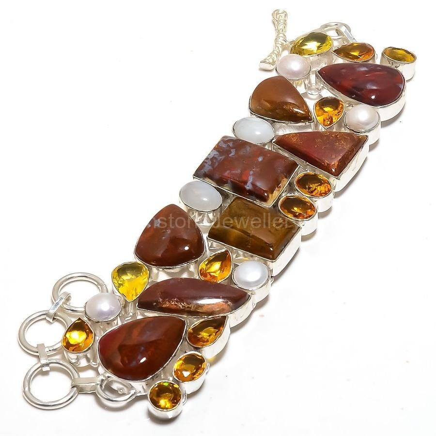 New Year Deal Boulder Opal Citrine Vintage Bracelet Sterling Silver Design