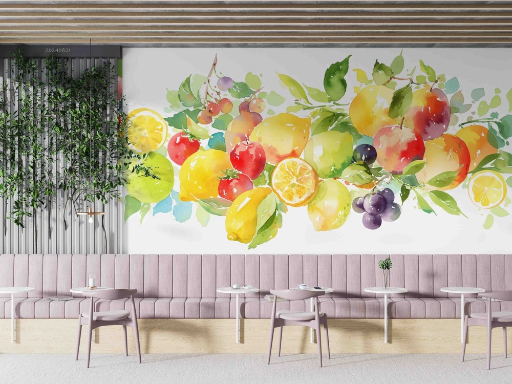 3D Fruit Watercolor Pattern Wall Murals Wallpaper Murals Wall Sticker 4