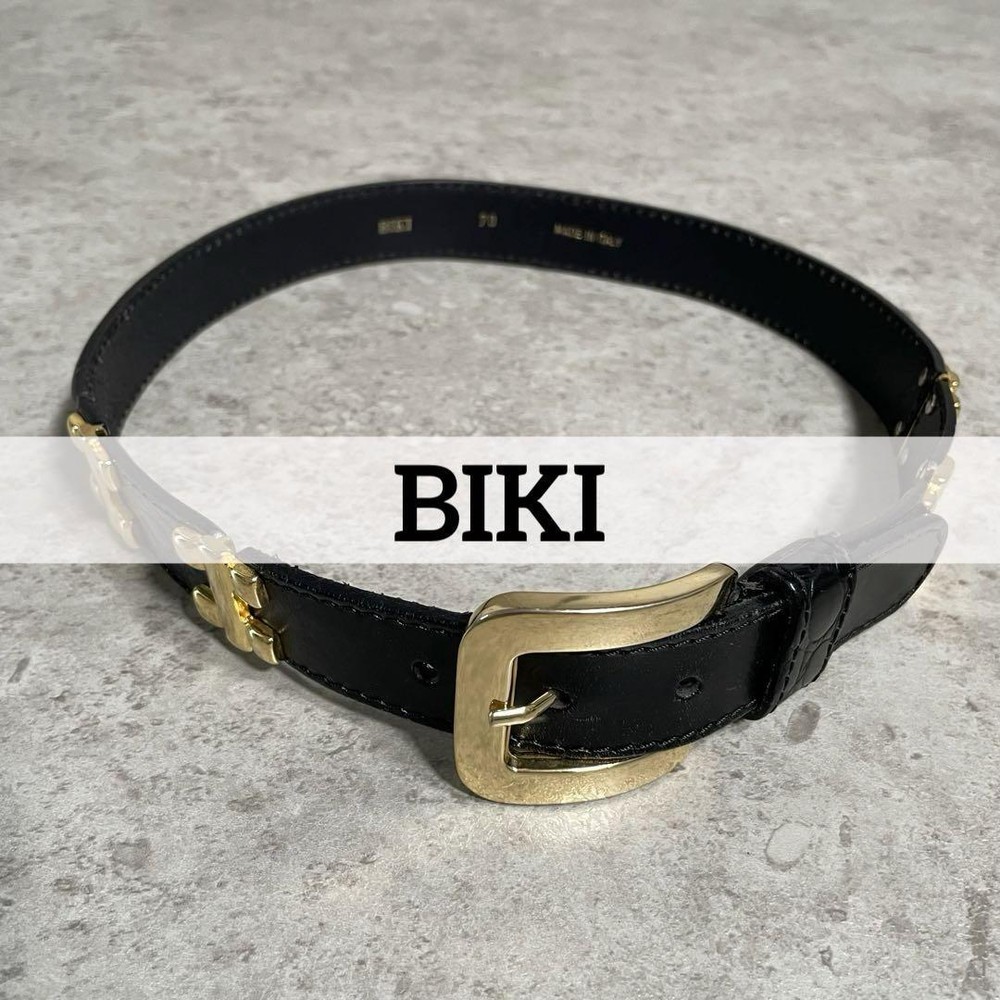 Vintage Gold Biki Leather Belt Made in Italy New Condition