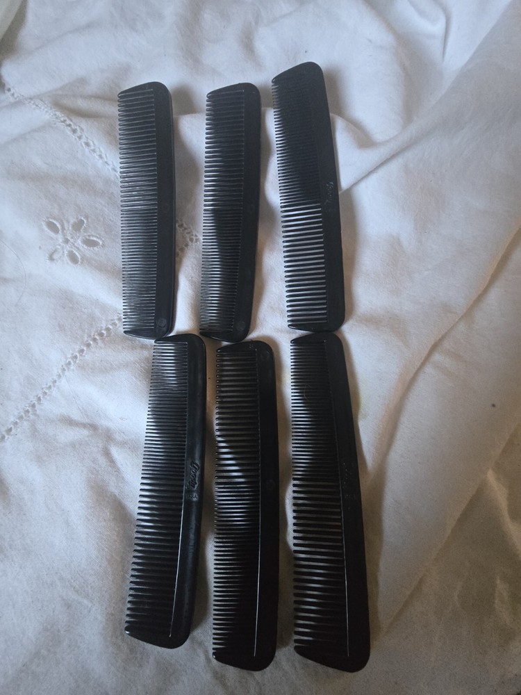 Goody Unbreakable Dressing Combs New Made USA VINTAGE  Set Of 6 Black