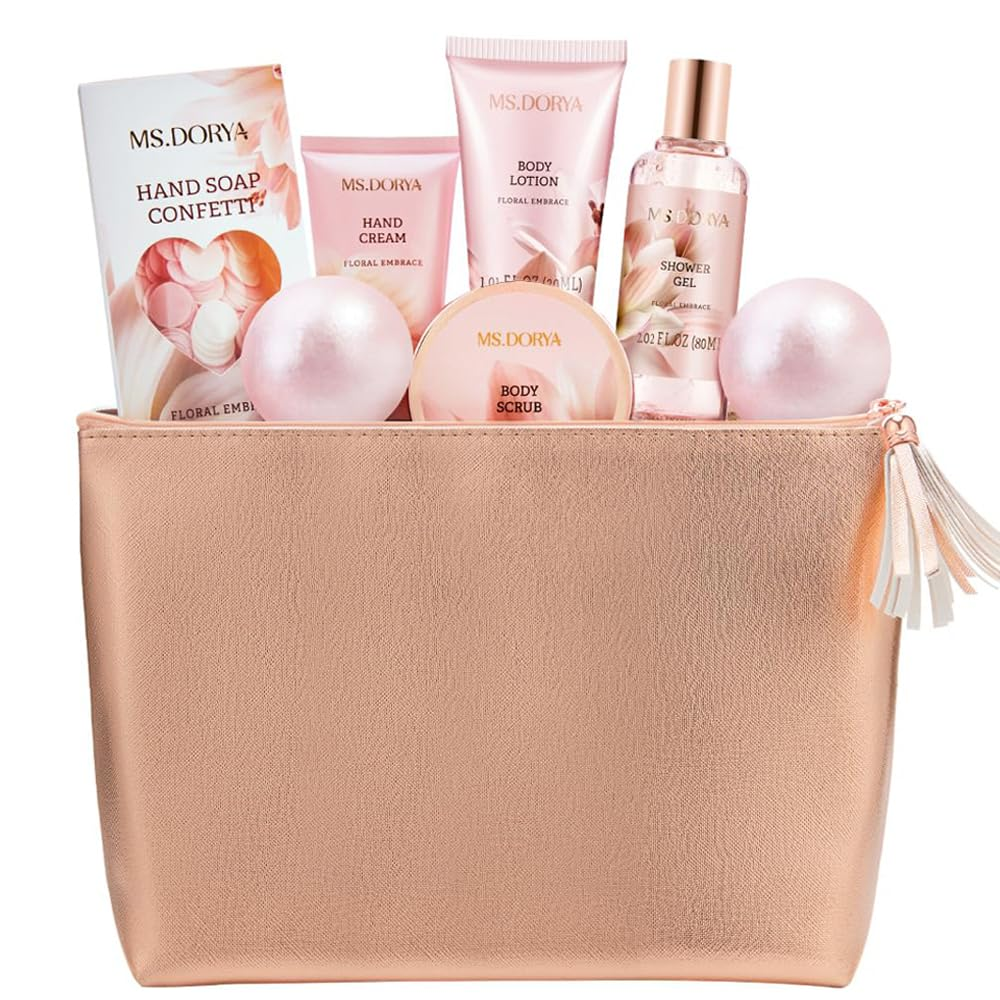 Valentines Day Spa Gift Basket for Her - 8 Pcs Relaxing Self Care Set-image