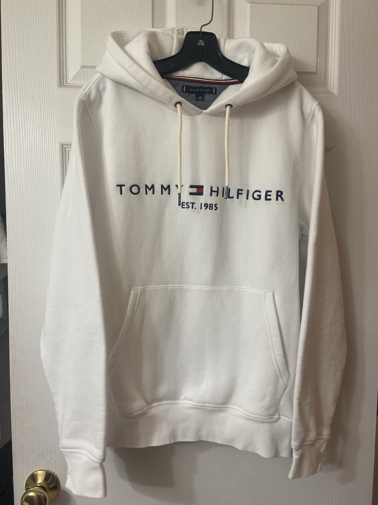 Tommy Hilfiger Unisex White Hoodie Size L Like New Washed Once