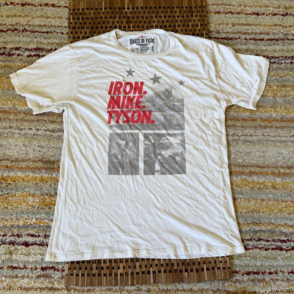 Roots of Fight Bloodlines Mike Tyson Graphic Print Tee T Shirt White XXL 2XL