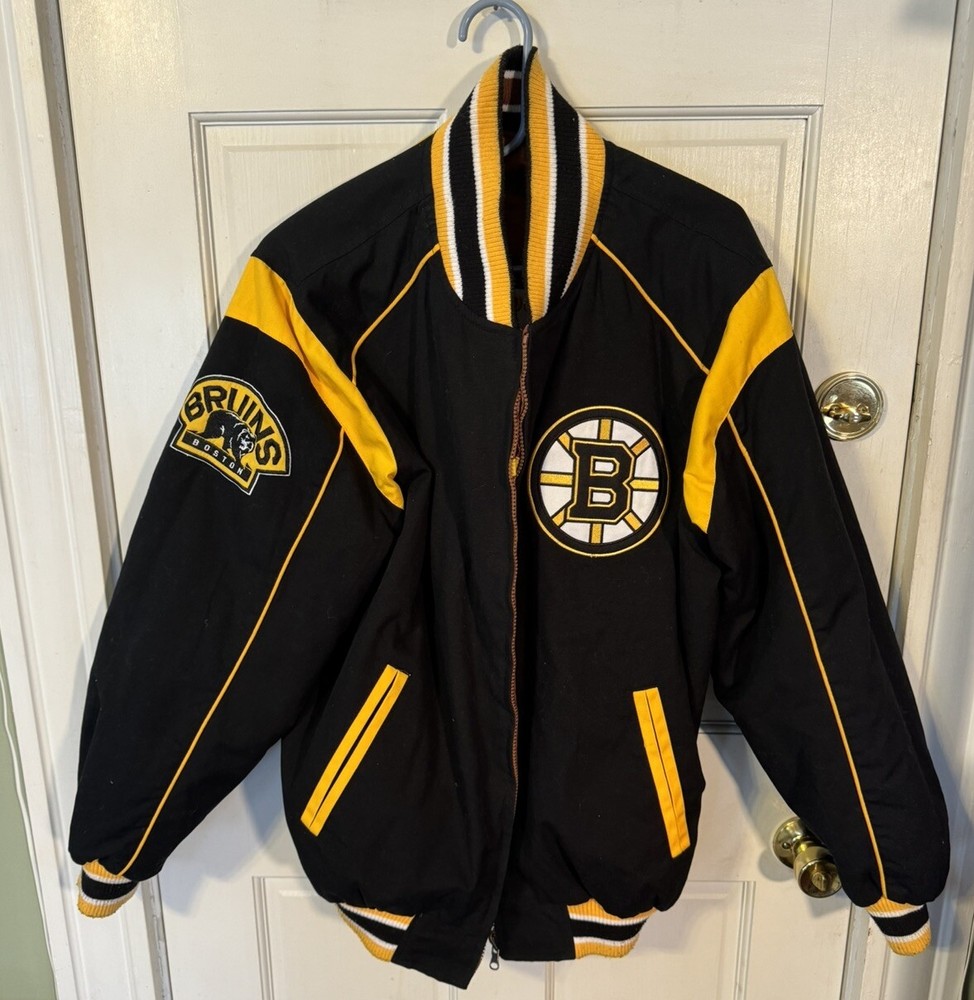NHL Boston Bruins Reversible Carl Banks G111 Jacket Men Size Medium