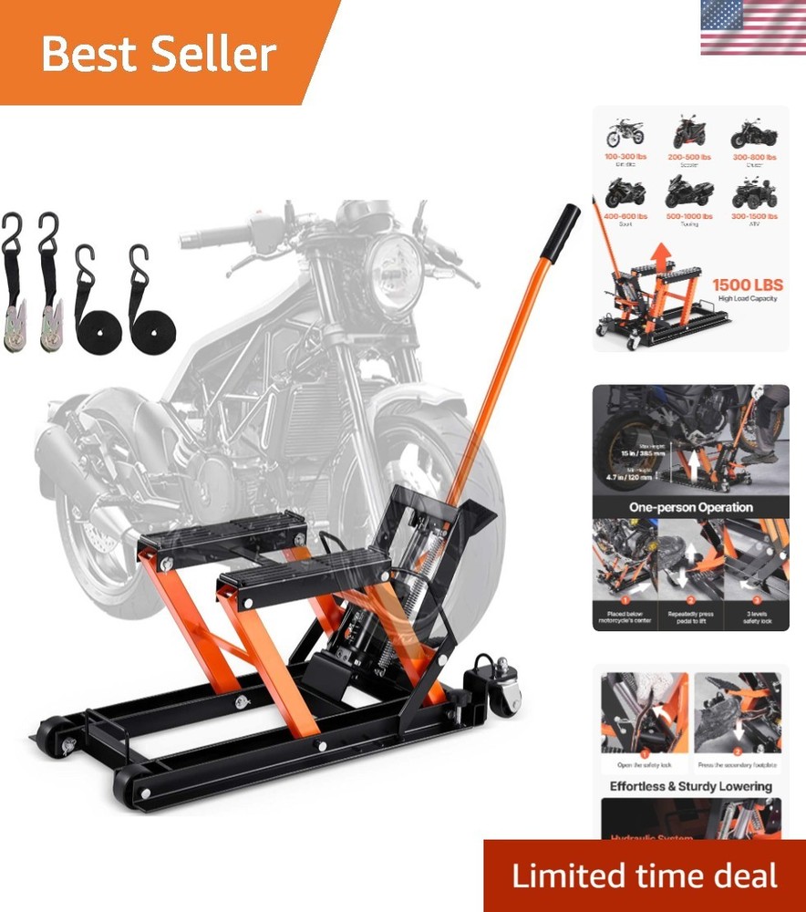 Alloy Steel Hydraulic Motorcycle Lift Jack - 1500 LBS Capacity for Maintenance