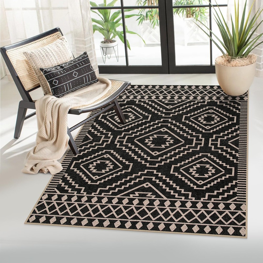 Moroccan Jute Rug 3x5 Indoor Outdoor Entryway Patio Farmhouse Style