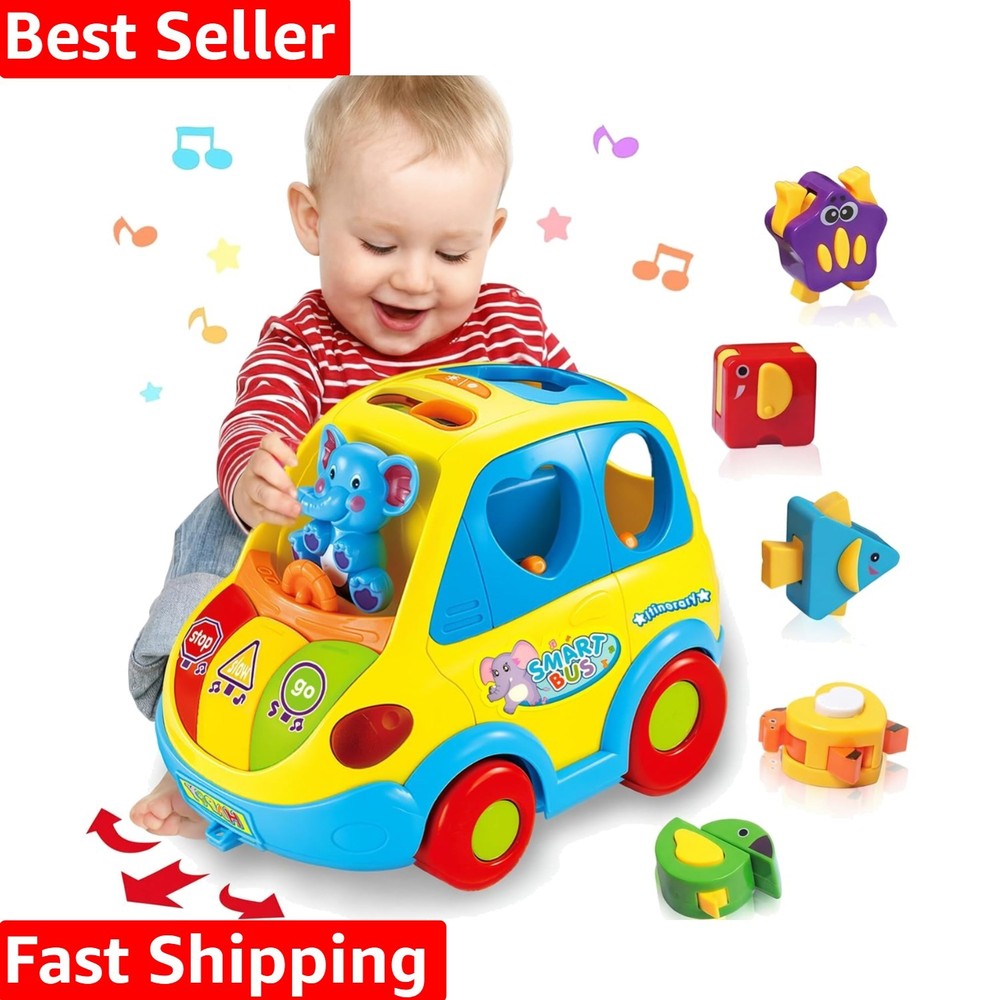 Musical Bus Baby Toy with Light & Sound for 1-3  Olds - Educational Fun!