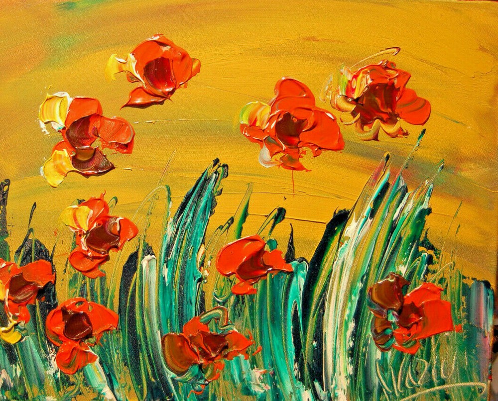 POPPIES LARGE modern abstract landscape Contemporary original art 3FREG