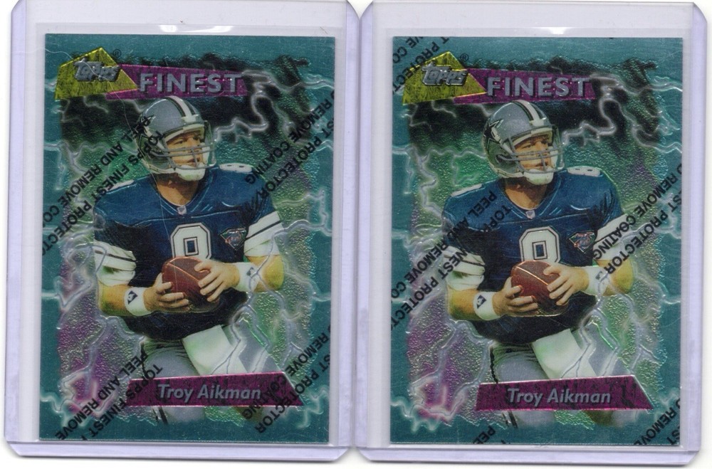 1995 Topps Finest Football Troy Aikman Card #185 Lot of 2 Unpeeled Cards