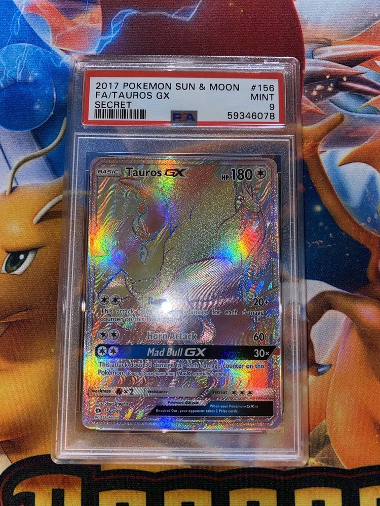 Pokémon Tauros GX (Secret) 156/149 Sun And Moon Base Set Holo PSA 9