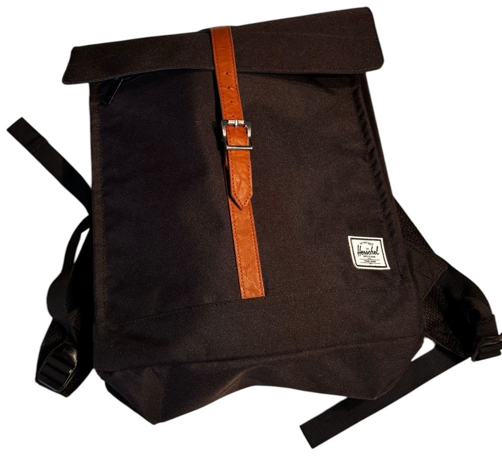 Herschel Supply Co City Backpack Black Magnetic Closure Laptop Minimalist