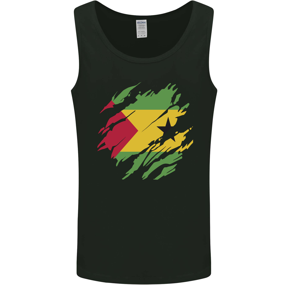 Torn Sao Tome and Principe Flag Day Football Mens Vest Tank Top