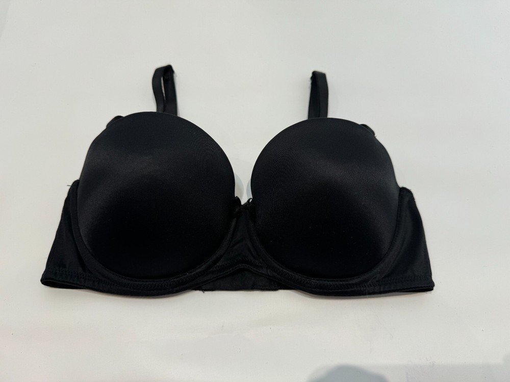 M&S Bra Underwired Padded Moulded Cups Strapless Bra Size 32C Black