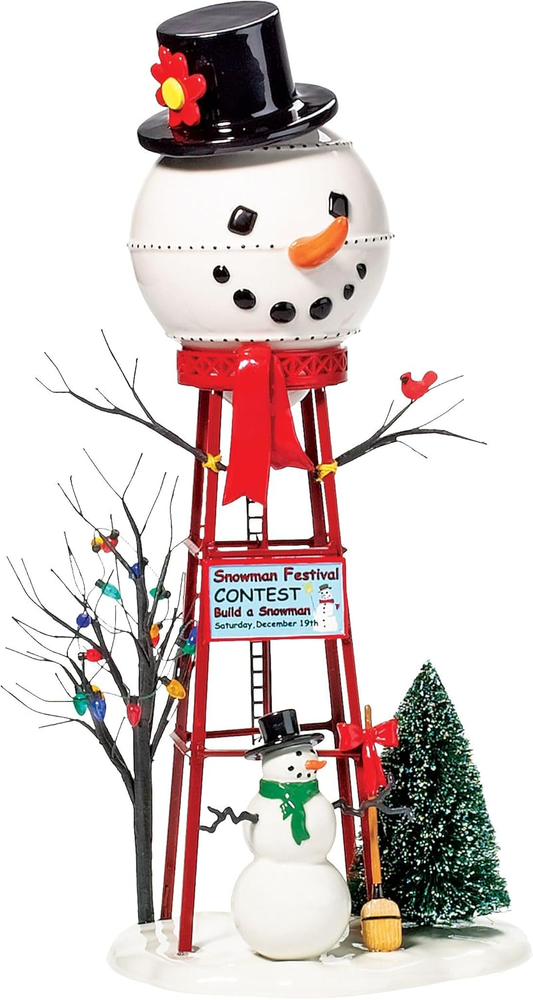 Snowman Watertower Figurine Accessories for Holiday Villages