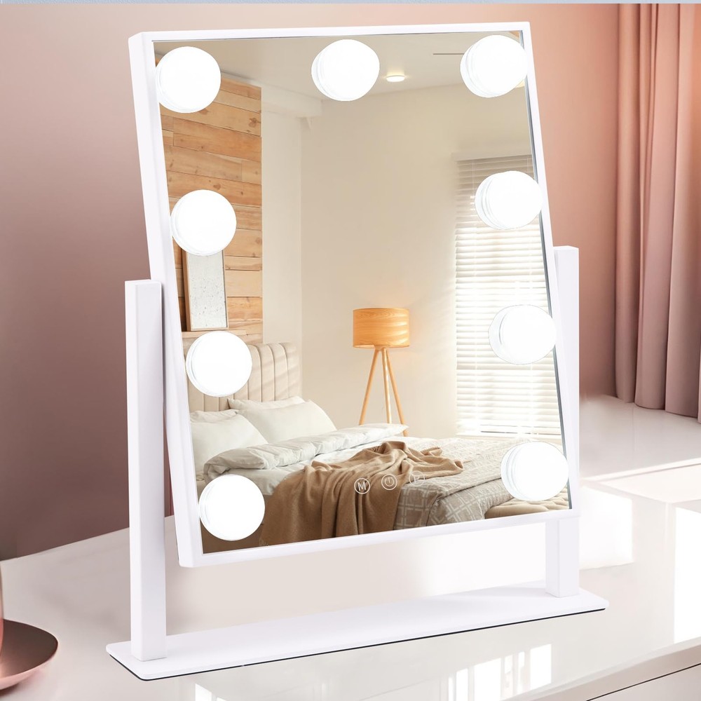 Hollywood Vanity Mirror with 9 Dimmable LED Lights for Makeup
