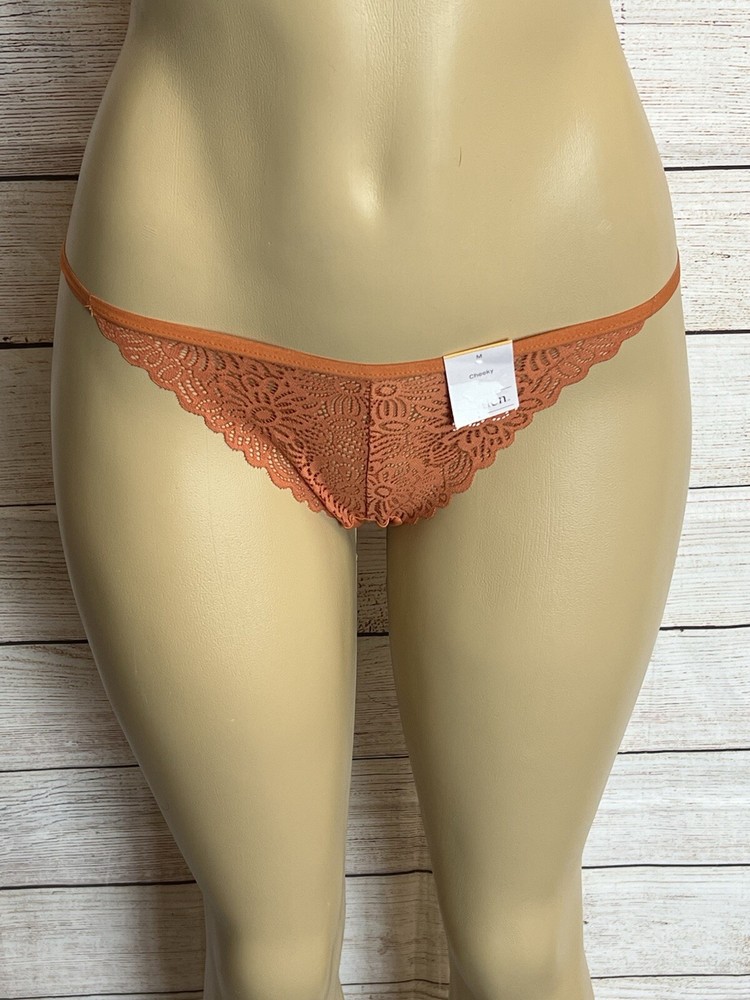 Auden Women Orange Lace Tanga Cheeky Panty  NWT Size M
