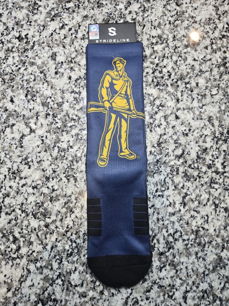 West Virginia Mountaineers Socks Strideline Crew Premium Licensed Athletic Wear