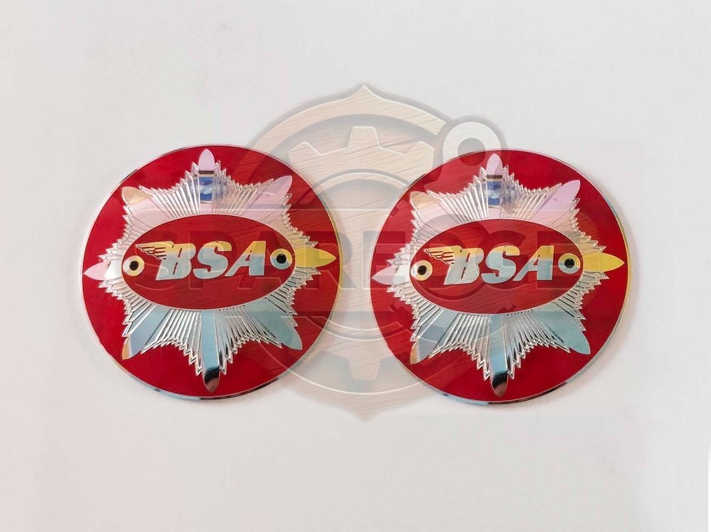 Vintage Brass Chrome BSA GOLDSTAR Fuel Tank Red Badge Set 1949-63