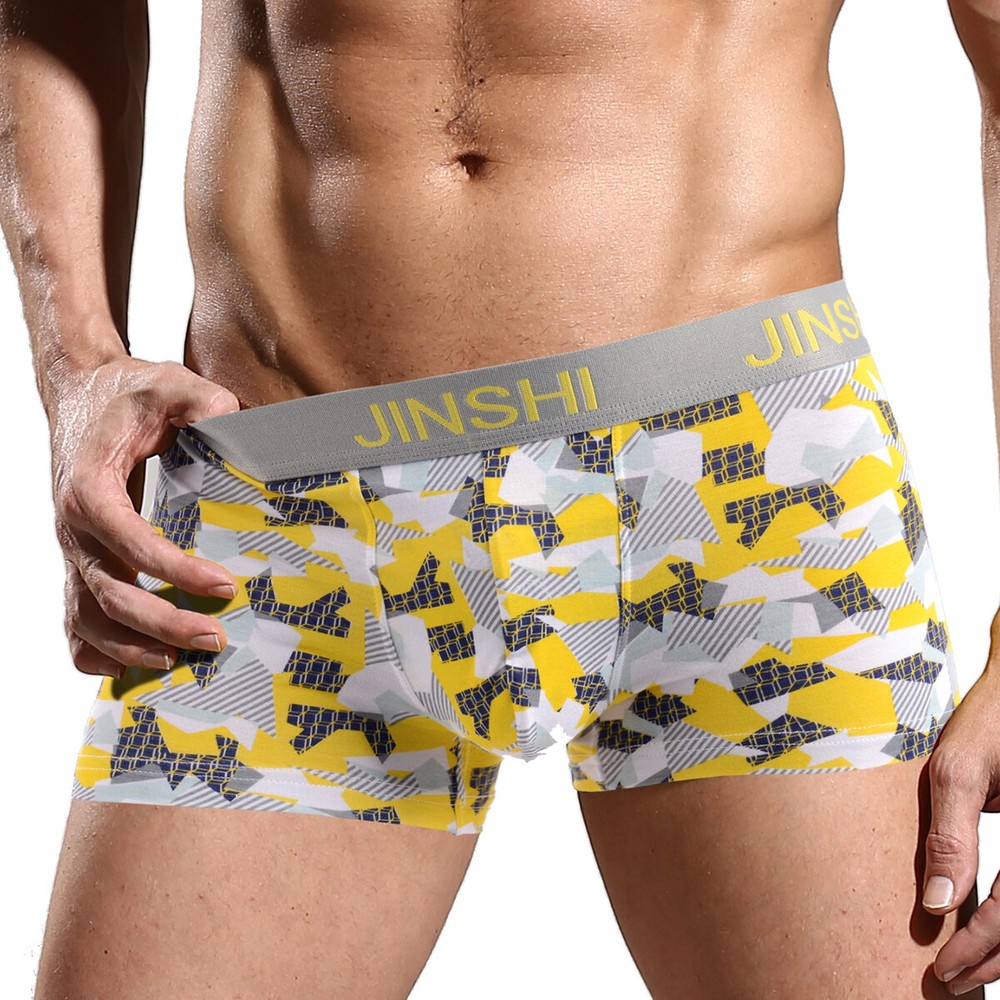 Mens Short Boxer Briefs Irregular Pattern Print Soft Comfort Fit Soft Underwear