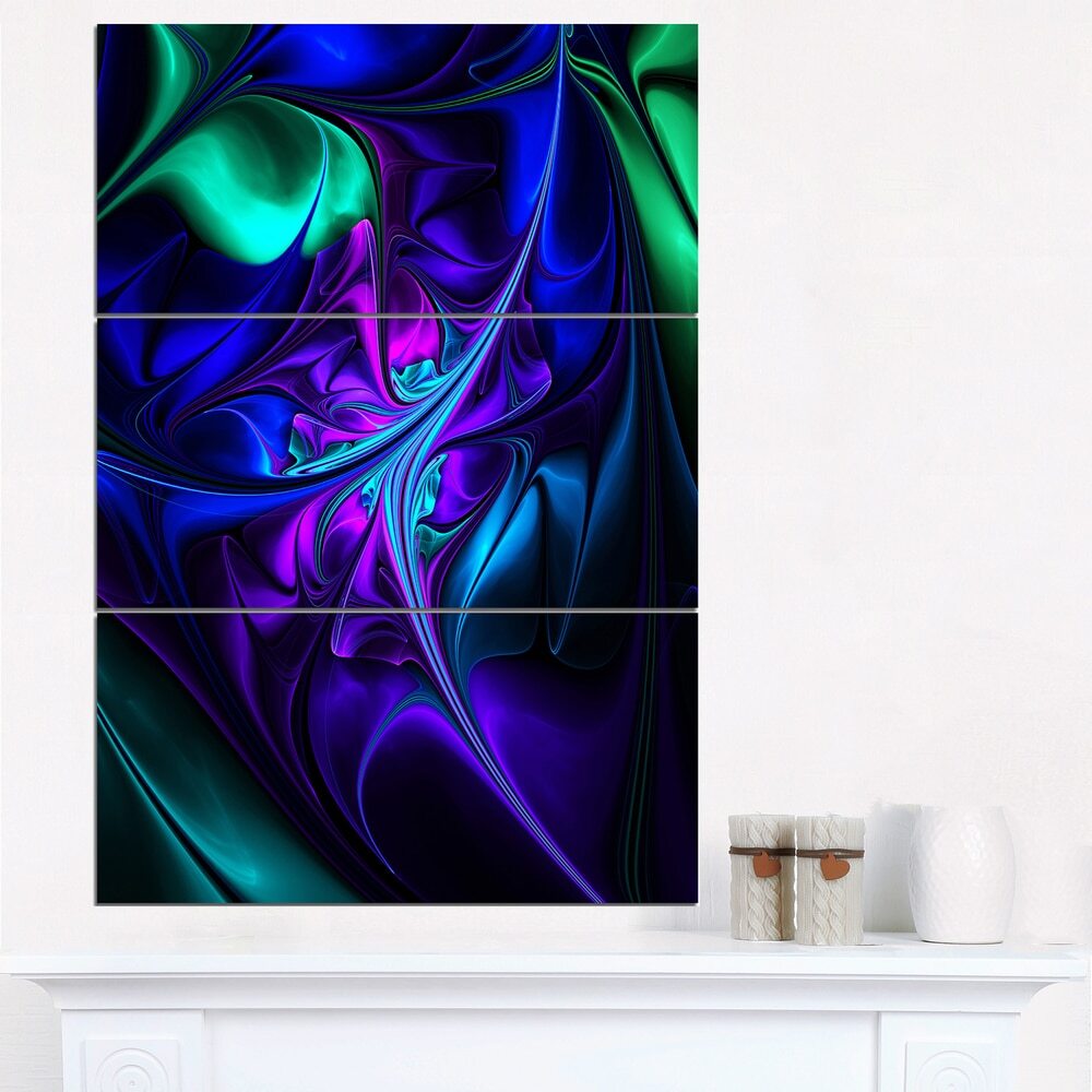 Bright Blue Abstract Floral Shapes - Large Floral Wall Art Blue 28 in. wide x 36