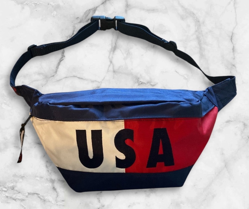 Vtg. Tommy Hilfiger Hip/Fanny Pack USA Red, White and Blue Nylon