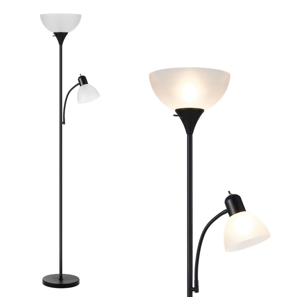 Adjustable Black Floor Lamp with Reading Light Susan Modern Standing Lamp