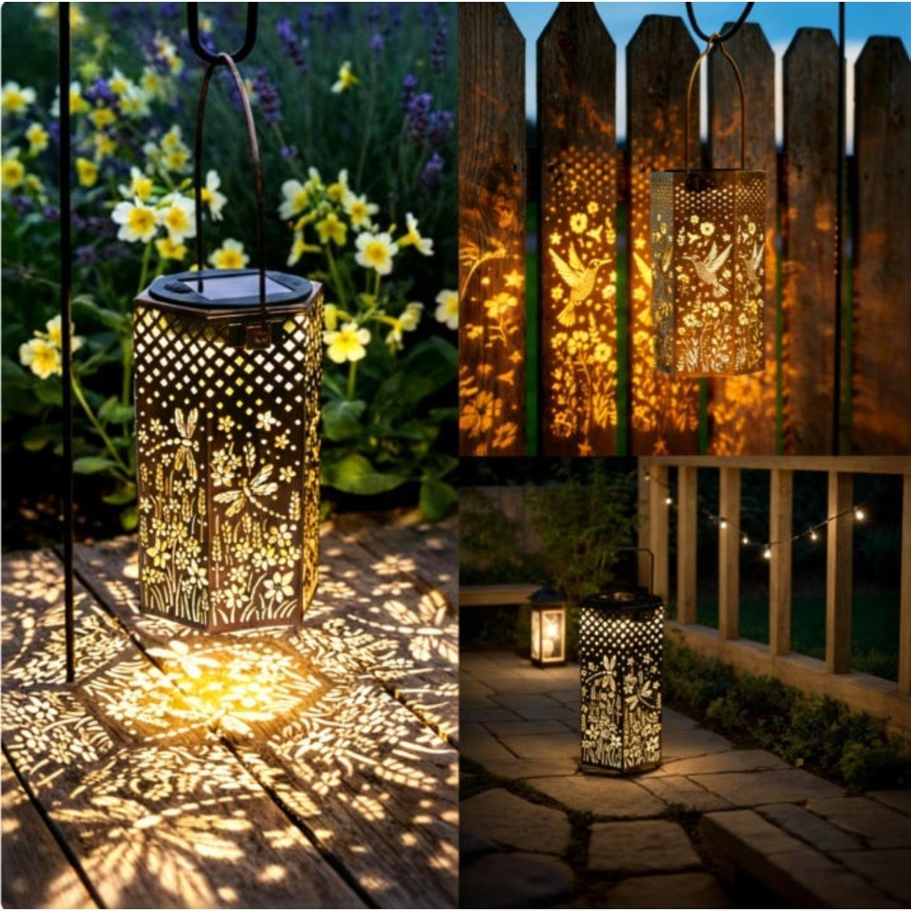 Solar Lanterns Metal Hummingbird/Dragonfly Hanging Lantern LED Waterproof Decor