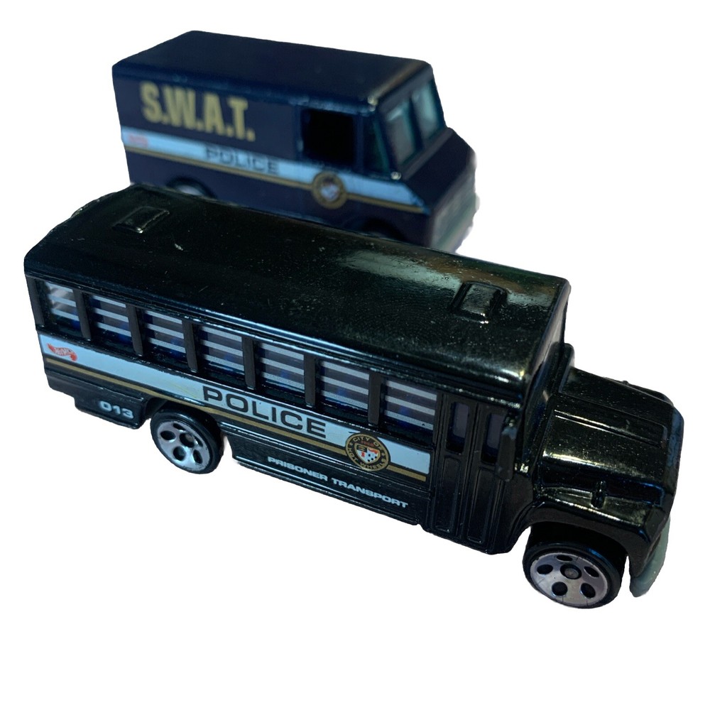 1988 Vintage Hot Wheels Police Prisoner Transport Bus + 1986 Vintage S.W.A.T.