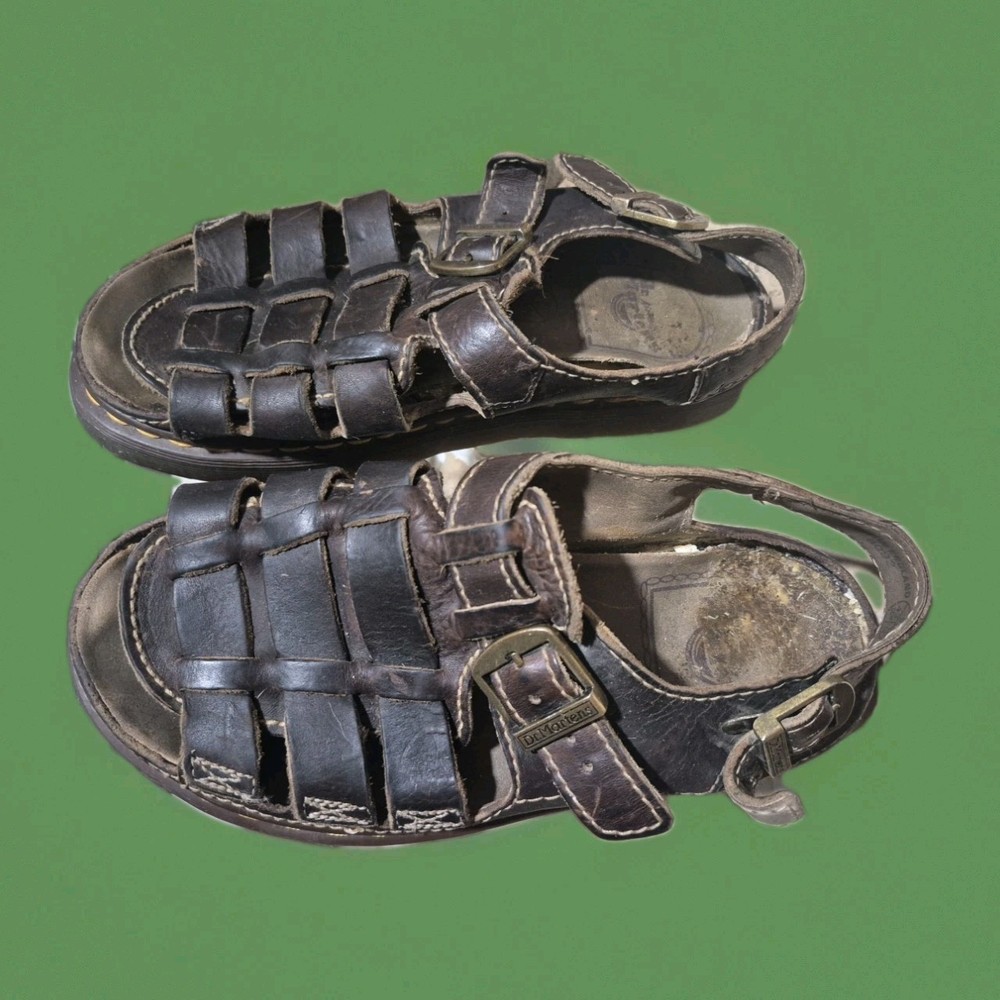 Mens Dr Martens Leather Brown Sandals Size 10 Made in England