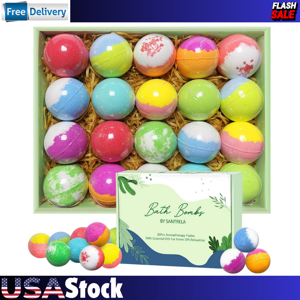 Bath Bombs for Women Gift Set, 20 Organic Bath Bombs with Essential Oil.