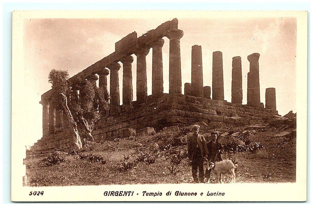 1900s Real Photo Postcard: Juno Temple & Bugle in Girgenti Sicily