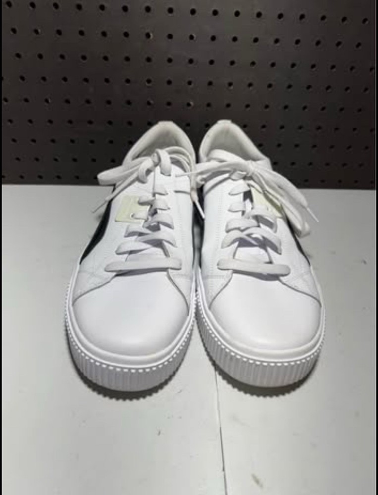 PUMA Men’s Ever Mid Sneakers in White & Black Leather Canvas Size 13