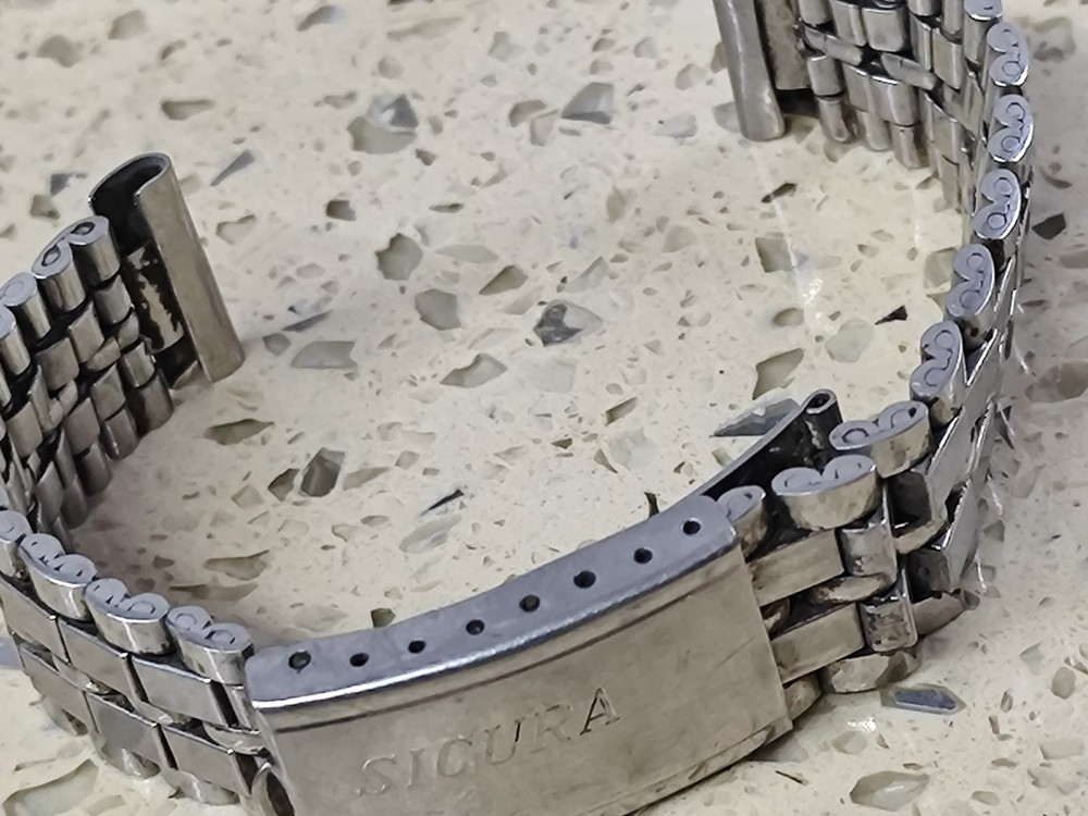 Vintage SICURA Breitling Bracelet  Watch  Stainless Steel 19mm For Sicura Diver