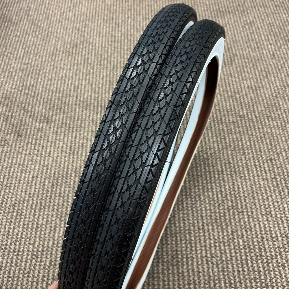 BICYCLE TIRES 26 X 2.125 GOOD YEAR TREAD WHITE WALL FITS SCHWINN & OTHERS NEW-image