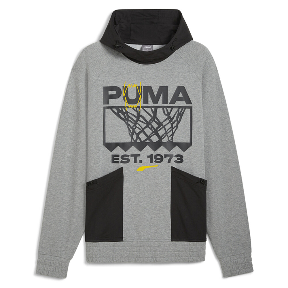 Puma Winning Shot Graphic Tech Pullover Hoodie Mens Grey Casual Outerwear 682786