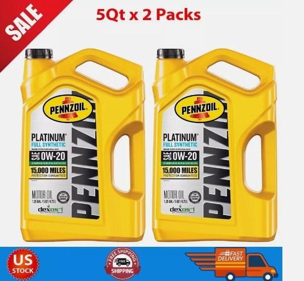 2 Pack Pennzoil Platinum Full Synthetic 0W-20 Motor Oil, 5-Quart, USA Warehouse