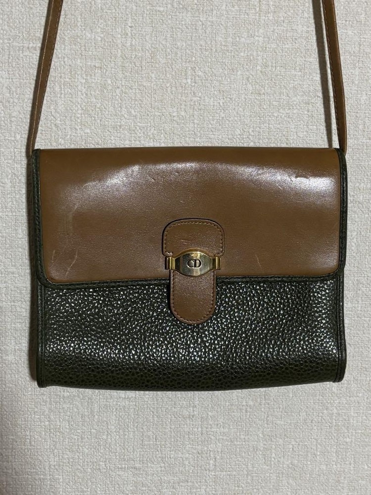 Dior CD Logo Brown Leather Shoulder Bag Authentic F06221942